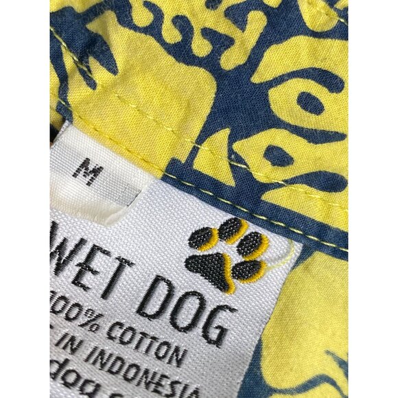 Wet Dog Men size Medium Hawaiian Water Polo Shirt Cotton Short Sleeve yellow Tro - Picture 14 of 16